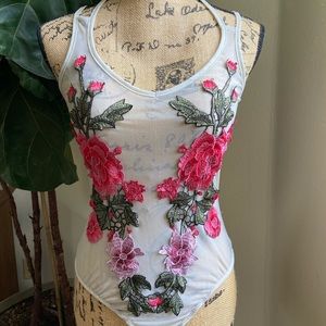 Rose Embroidered Body Suit